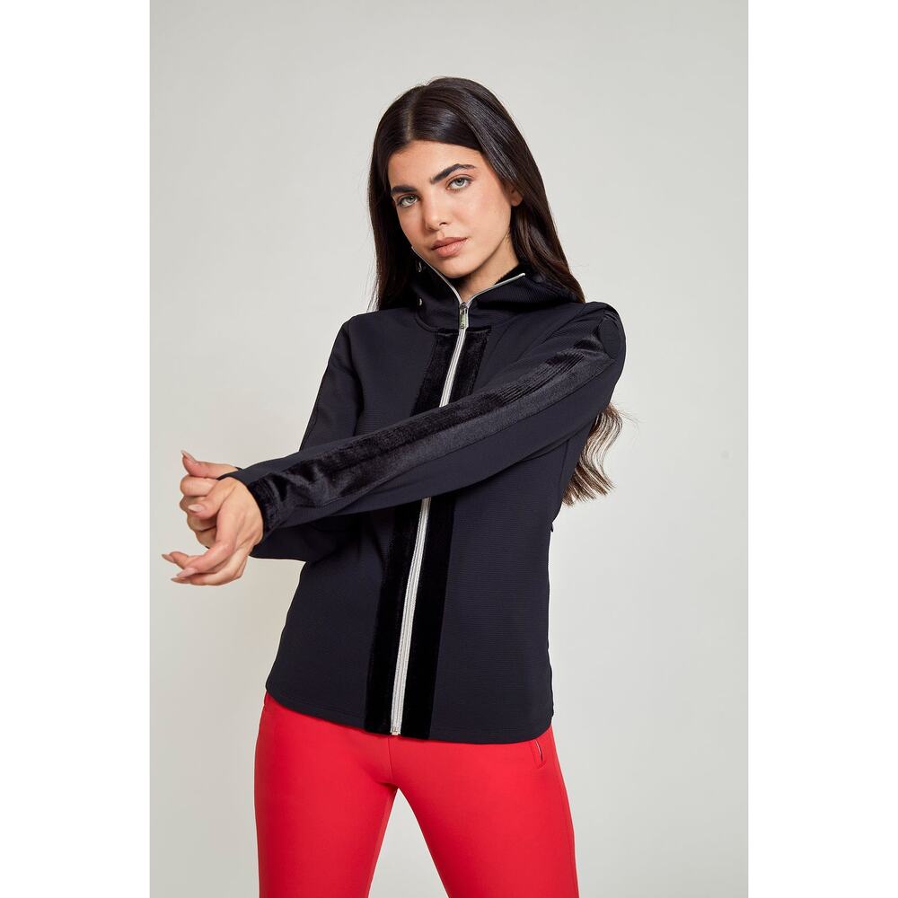 NWOT My Sunday Ski RIBBED ZIP UP MID LAYER - BLACK